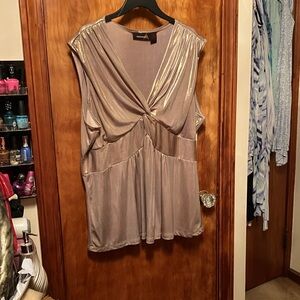Ashley Stewart metallic gold blouse 2X
